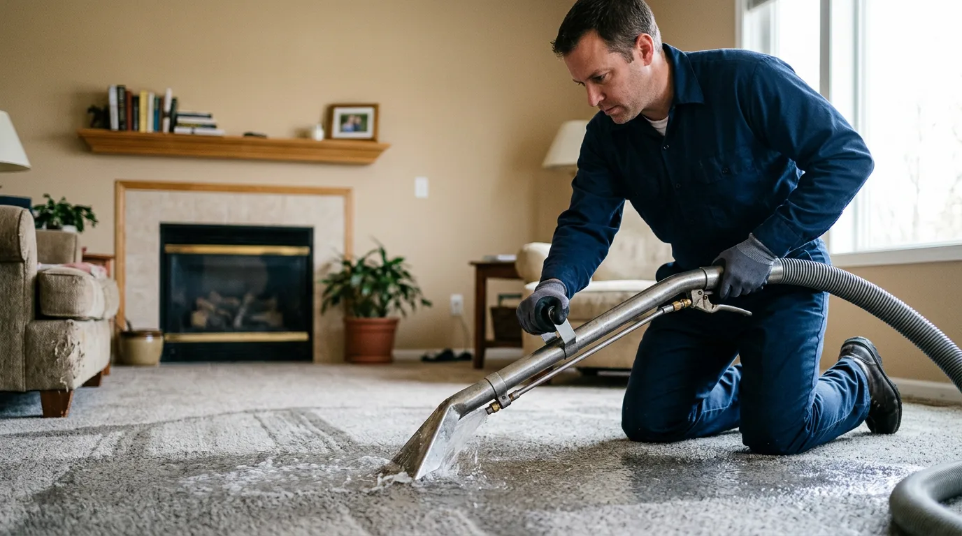 Water damage restoration technician working near Osgood, IN